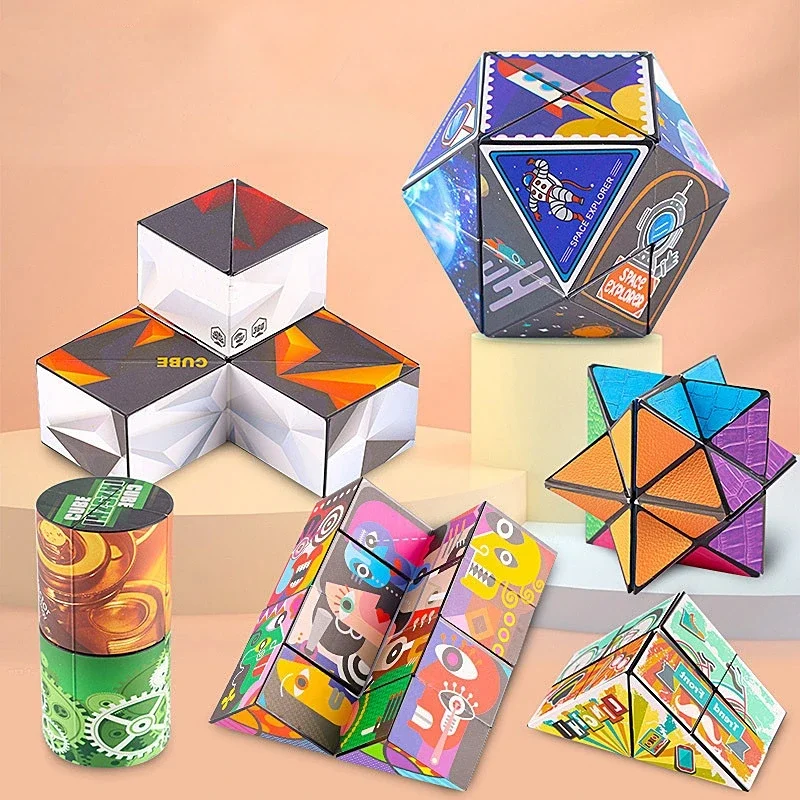 New Infinity Magic Cube Children Anti Stress Puzzle Fingertip Toy Kids Decompression Sensory Toys Variety Folding Cube 5