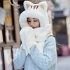 New Cat Plush Hat Scarf Gloves Three Piece One Piece Hat Women's Versatile Fall Winter Thickened Warm 4