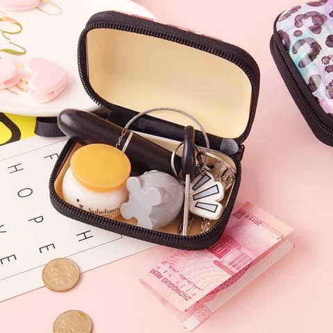 

Mini Storage Bag Suitcase Shape Travel Zipper Portable Bag Coin Key Cash Sundries Decorative Bag Household Products