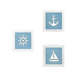 Ocean - Themed 3D Beach Wall Art with Starfish and Seashells for Vintage Bathroom Decor (Light green)