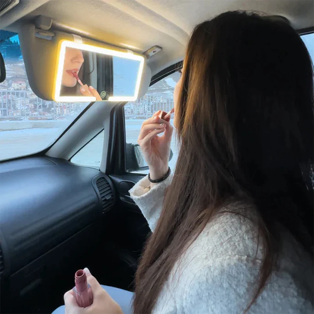 차량용 충전식 화장품 대형 스크린, 무단 조광 바이저, 메이크업 거울, 화장대 거울 센서, 3 LED 조명 모드