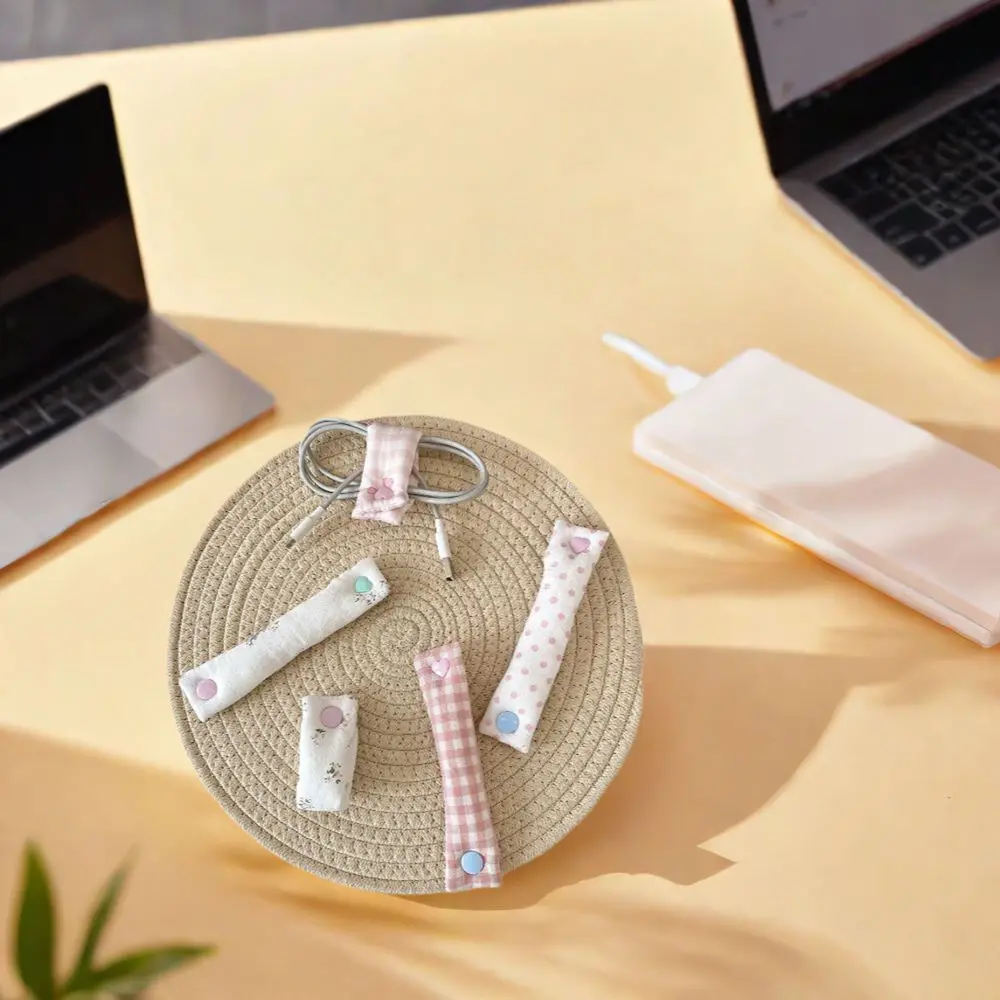 꽃무늬 데이터 케이블 정리용 천 탈부착 가능 케이블 고정 스트랩 귀여운 재사용..