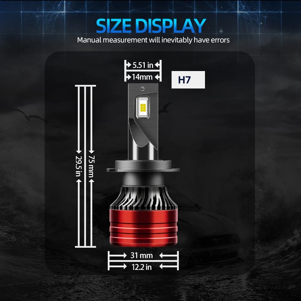 2Pcs 140W H7 LED Lamp High Power LED Headlight Bulb 24000LM 140W 400% Brightness 6500K White CSP 3570 Chips 12V Auto Fog Lamp