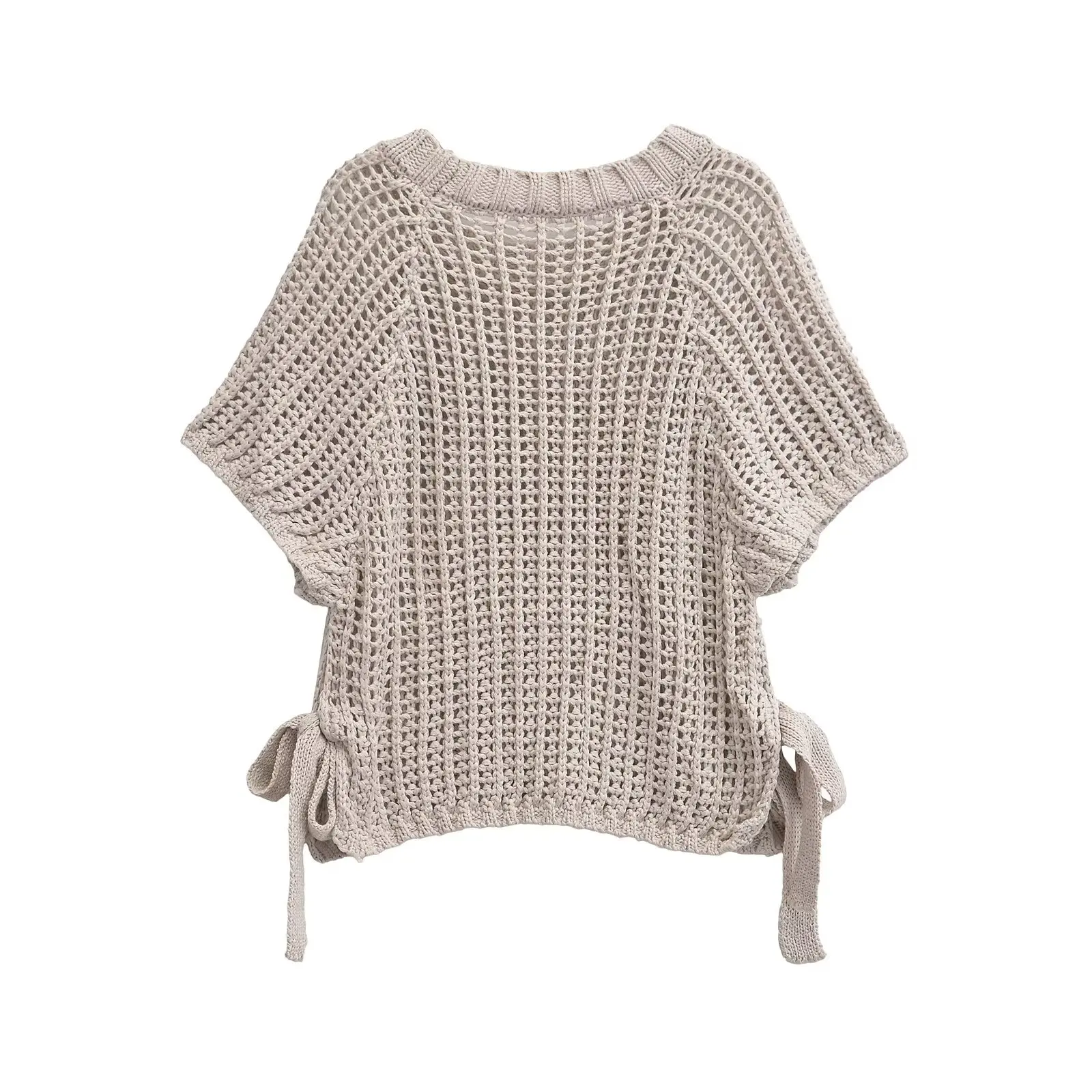 TRAF Hollow Out Knit Autumn Sweater for Women Transparent Short Top Beach Pullover Women Clothing 2142116 2