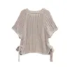 TRAF Hollow Out Knit Autumn Sweater for Women Transparent Short Top Beach Pullover Women Clothing 2142116 2