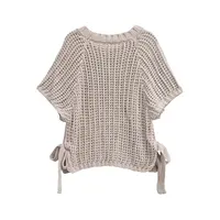 TRAF Hollow Out Knit Autumn Sweater for Women Transparent Short Top Beach Pullover Women Clothing 2142116 2