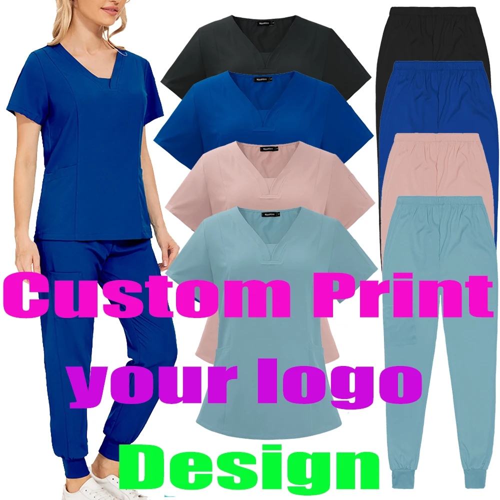 Medical Uniform Print Beauty Salon Women's Medical Doctor Uniform Operating Room Scrubs Sets Suits Nurse Clothes Overalls
