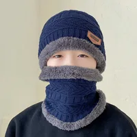 Enfants chaud tricoté chapeau écharpe ensemble enfants automne hiver chapeau doux tricoté Bonnet infantile enfants chapeau pour garçons filles 5
