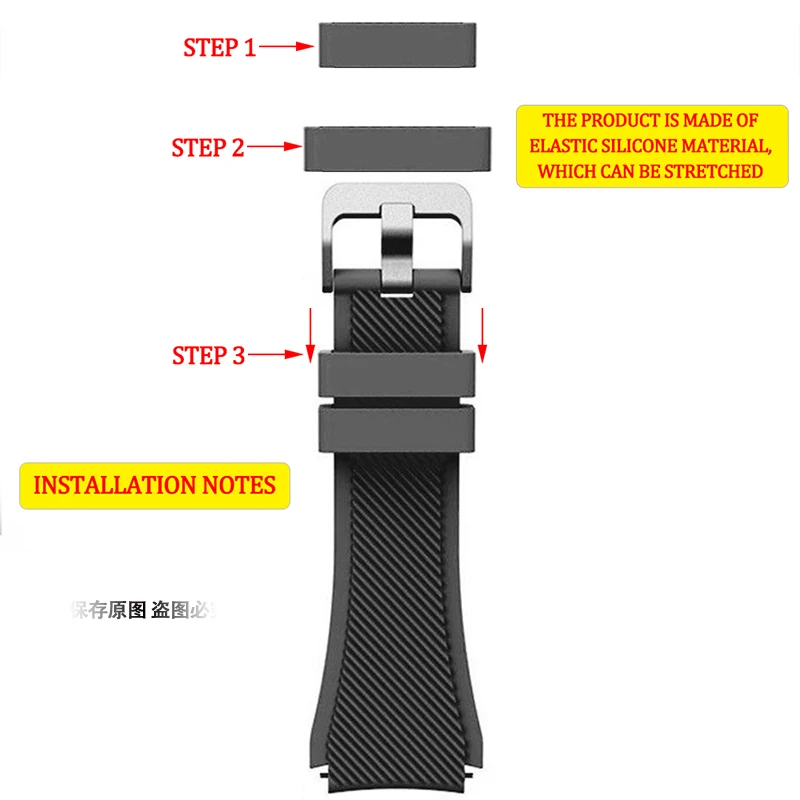 6 Anelli Ferma Cinturino Per Orologio In Silicone Nero - Passanti Di Ricambio Larghezza 20 Mm