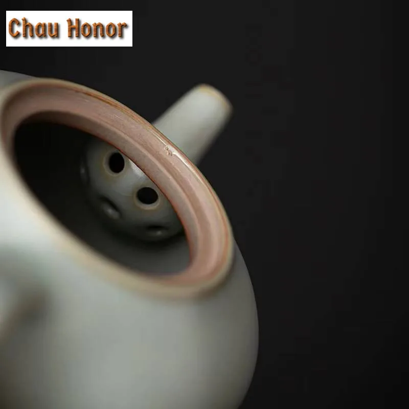 200ml Boutique Ru Kiln Ceramic Teapot Handmade Household Ball Hole Filtration Kung Fu Teaset Tea Ceremony Accessories Beauty Pot