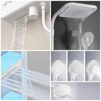 Ensemble de robinets de douche de salle de bains haut de gamme modernes, mitigeurs de cascade de pluie, affichage LED intelligent, système de panneau de douches de pluie avec lampe colonne douche Gris blanc toilette 4