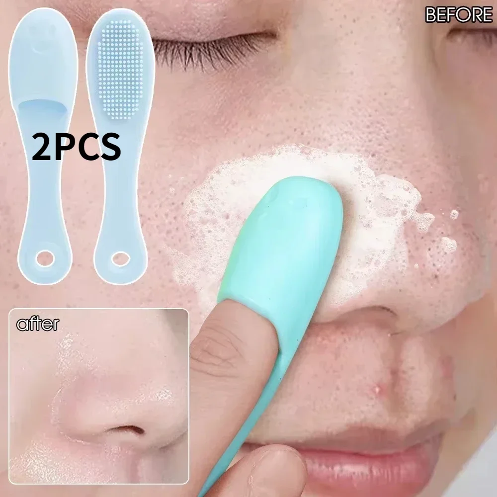 facial cleansing brush acne and blackhead removal tools facial cleanser massager 2PCS Silicone Nose Brush Facial Pore Cleaner Portable Blackhead Double-sided Massage Brushes Cleaning Tool Facial Nasal Scrub
