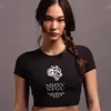 High Quality Wolf Head Ladies Sports Skinny Short Sleeve Running Fitness Yoga Short High Elastic Quick Drying Printed T-Shirt 2