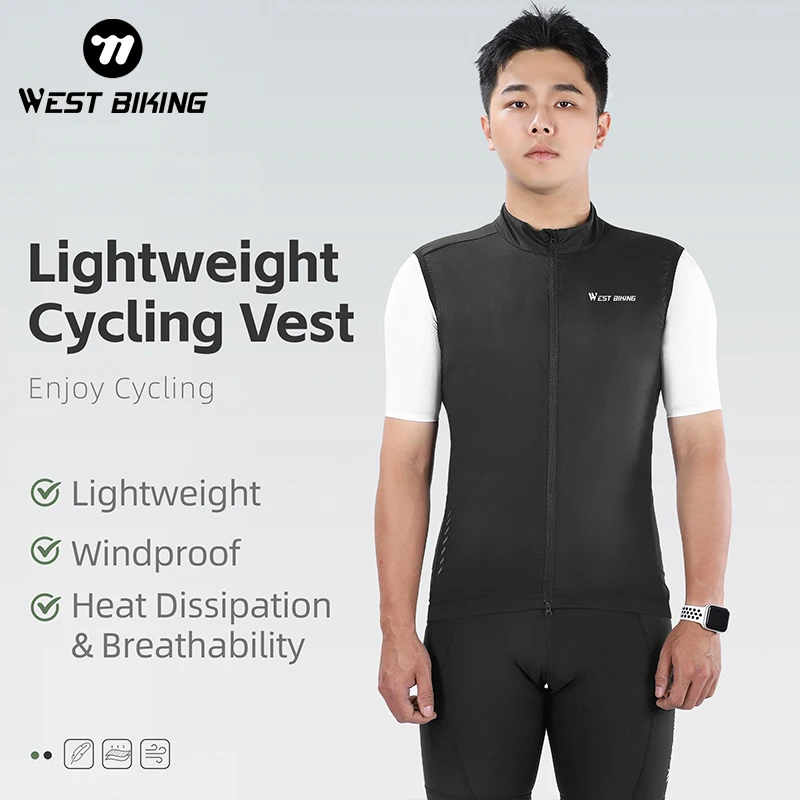 WEST BIKING Spring/Summer Jersey Outdoor Base Layers Reflective Cycling Vest Quick Dry Elastici Vest With Back Pocket Sport Gear