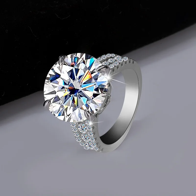 10Ct Pigeon Egg Moissanite Ring for Her: PT950 Platinum Band, Luxury Extra Sparkly Design, Large Stone Women's Statement Ring 2