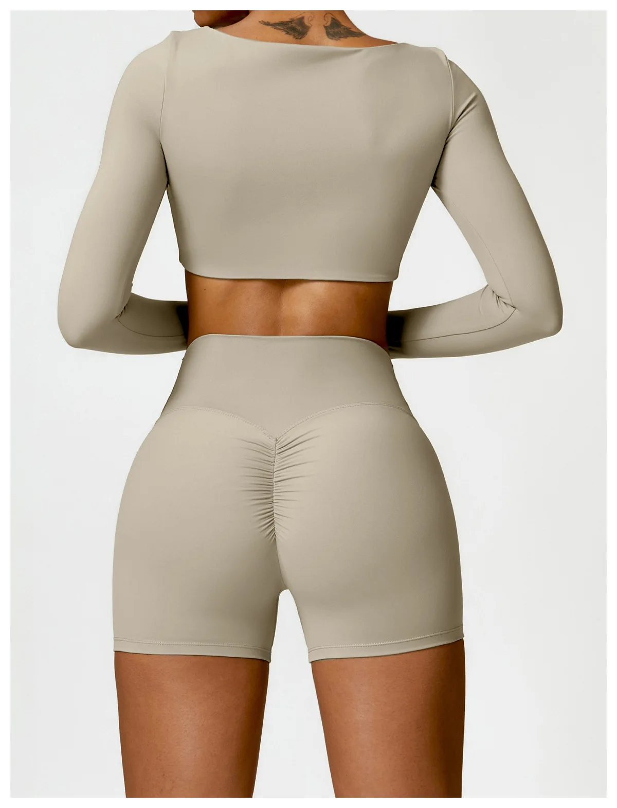 2PCS Women Tracksuit Yoga Set Sportswear Workout Athletic Wear Gym Legging Fitness Crop Top Long Sleeve Sports Suits Push Up