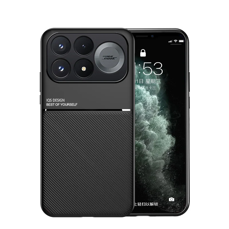 Luxury Magnetic Holder Phone Case with Soft Leather Back Cover