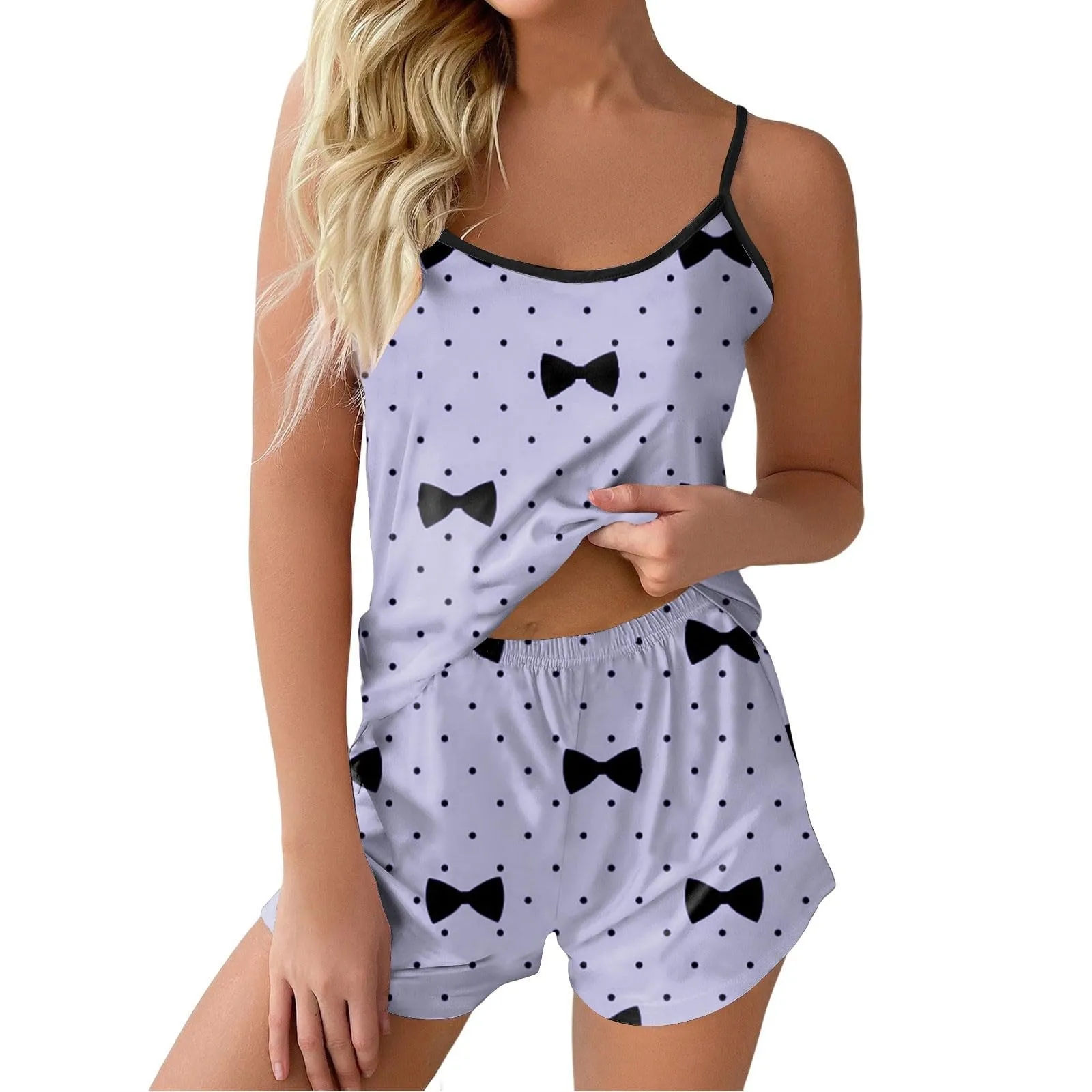

Sexy Women'S Pajama Sets Cartoon Pattern Pajamas Strap Sleeveless Cami Set Summer Comfort Female Pijamas Night Wear Home Suit