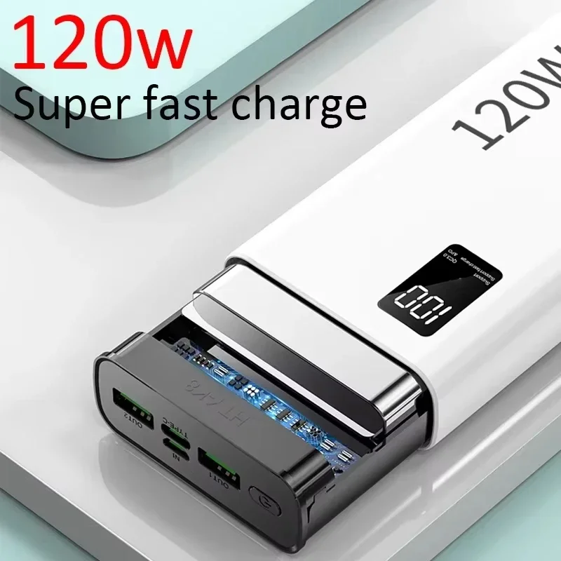 120W High Capacity Power Bank 500000mAh Fast Charger Portable Battery With Digital Display Powerbank For iPhone Samsung Xiaomi 6