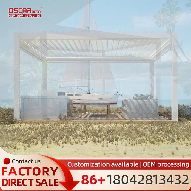 Smart Outdoor Gazebo with Automatic Bioclimatic Roof Electric Louvered Feature in 3X4 4X4 5X3 Sizes Patio Pergola For Garden Bac 2
