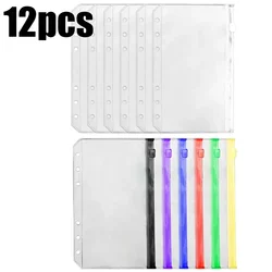 Waterproof A6 Binder Pockets - PVC Cash Budget Envelopes with Zipper for Notebooks and Planners (2/6/12 Pack) (12Pcs Mixed)