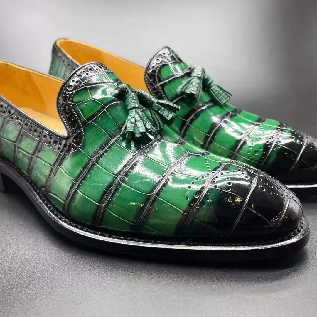 Kexima Chue New Arrival Men Dress Shoes Men Formal Shoes Men Crocodile  Leather Shoes Men Crocodile Shoes Green Color Brush - Men's Dress Shoes -  AliExpress