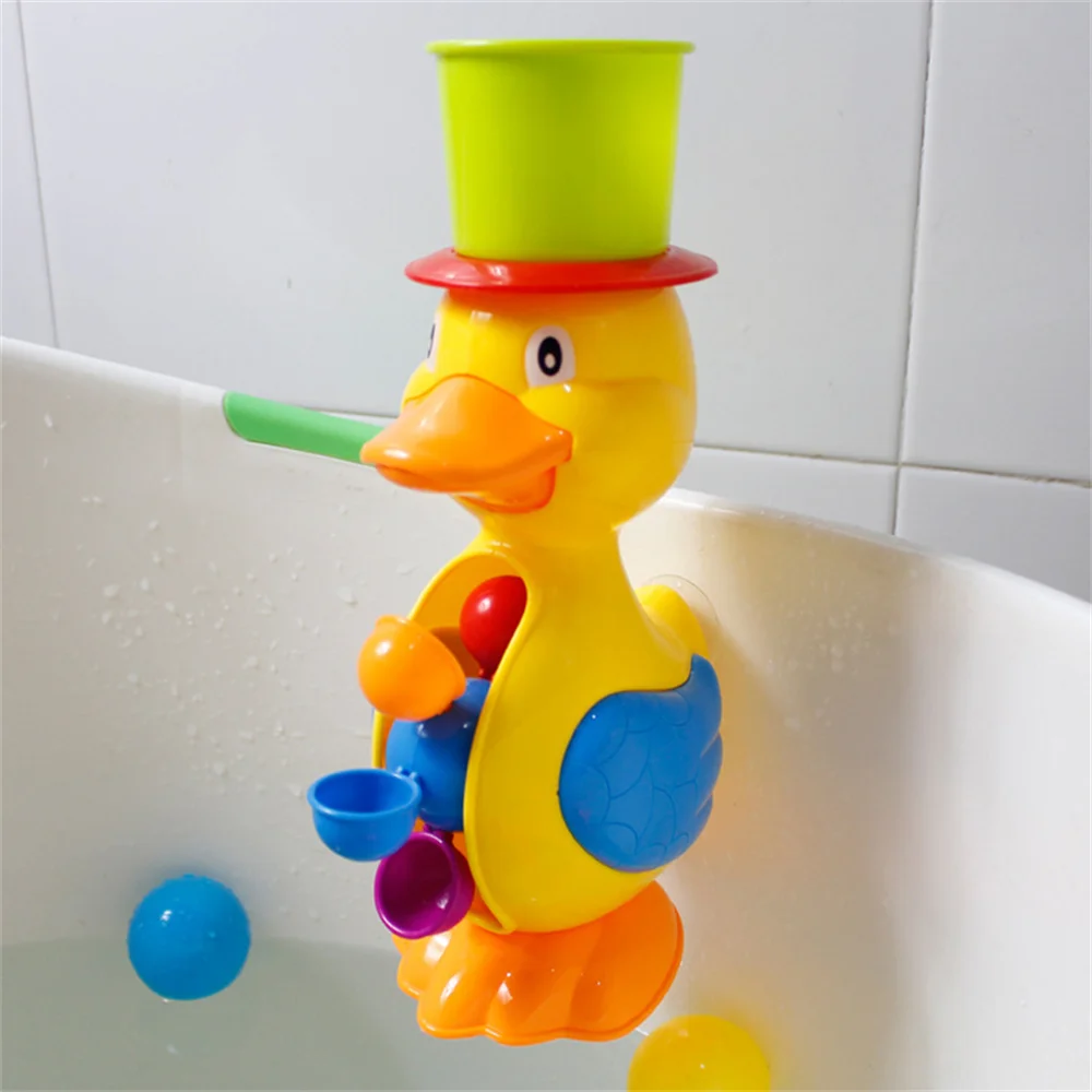 

Practical Abs Water Toys Cute Yellow Duck Waterwheel Bathing Toys Shower Toys Durable Childrens Toys Fall Resistant