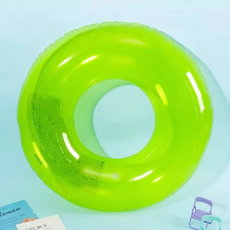 Intox59260 Transparent Swimming Ring Adults Children Water Inflatable Bed Popular Photography Green/Pink/Blue Lifesaving Ring