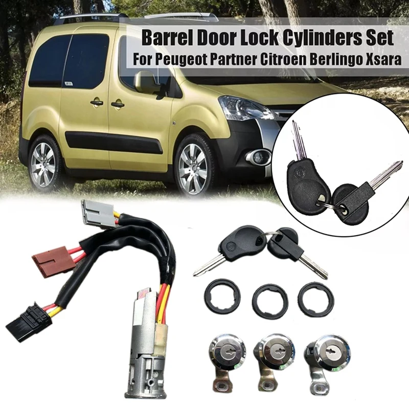 

9170.G3 Car Ignition Barrel Switch & 3 Door Lock Set For Peugeot Partner Citroen Berlingo 1996-2008 96244156 252522