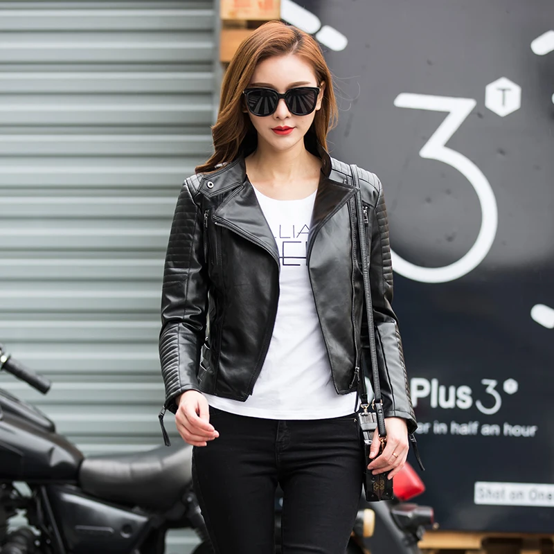 

2022 New Spring Autumn Women Faux Soft Leather Jackets Pu Black Blazer Zippers Coat Streetwear Outerwear Moto Biker Jacket