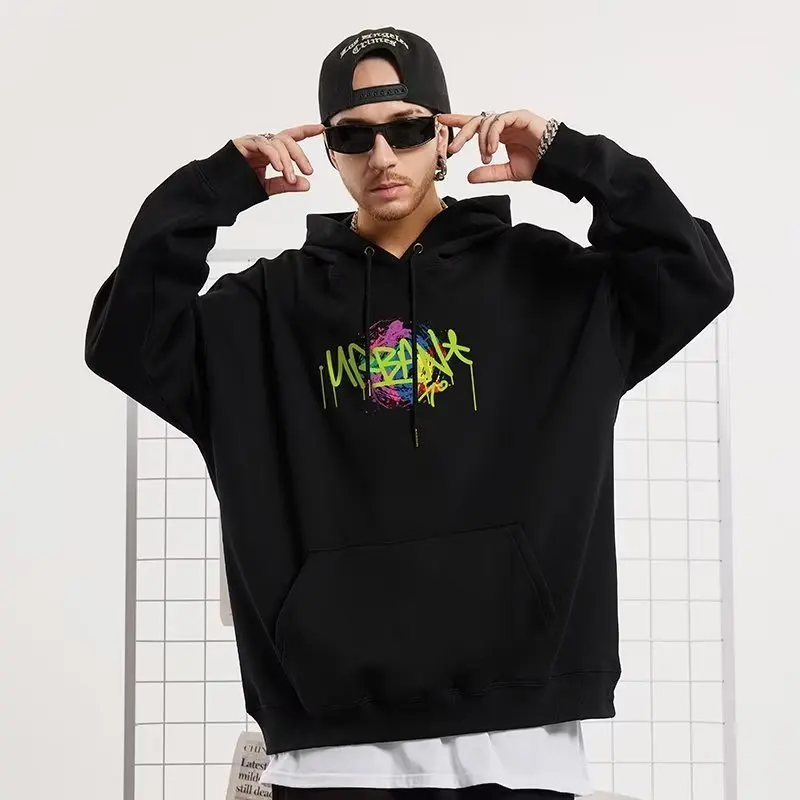 Hooded Sweater Men's Trendy Brand Large Size M-8XL Men's Autumn And Winter Style Plush And Thick Fat Hip-hop Pullover Jacket