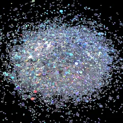 Holographic Chunky Glitter Flakes for DIY Nail Art & Epoxy Creations (Diamond silver)