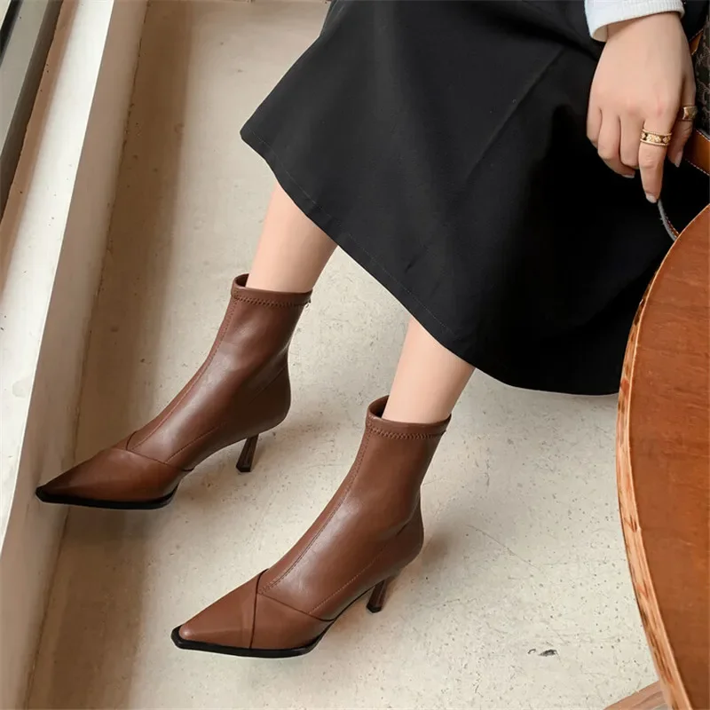 

2024 New Autumn/winter Women Boot Pointed Toe High Heels Slender Boots for Women Handmade Knight Boots Zapatos De Mujer Stiletto