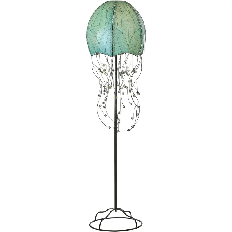 

Eangee домашний дизайн Медуза Большая Напольная Лампа морской синий оттенок из настоящих какао листьев 15 дюймов Длина x 15 дюймов ширина x 64 I