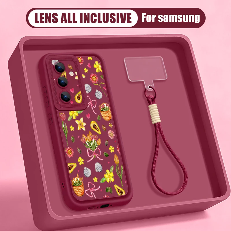 Vibrant Floral Print Phone Case with Lanyard Cover