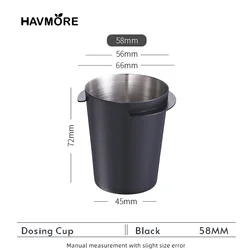 Stainless Steel Espresso Dosing Cup - Premium Coffee Powder Holder Accessory (Black - 58MM)