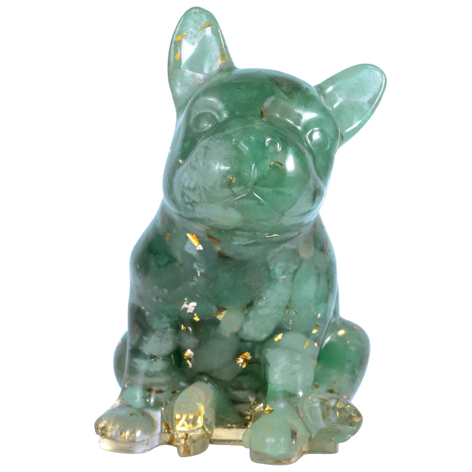 Hand Carved French Bulldog Resin Crystal Stone Figurines Lovely Cute Animal Statue For Home Decoration