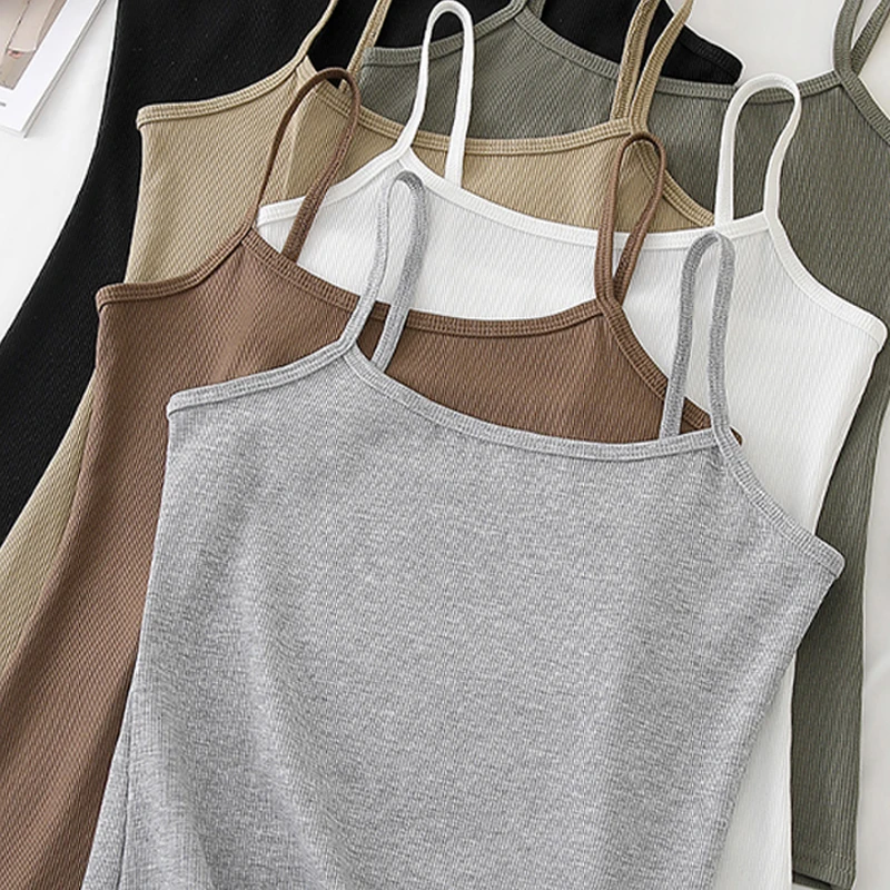 Sexy Camisoles Women Crop Tops Sleeveless Shirt Bralette Tops Solid Color Strap Skinny Vest Female Slimming Tanks Bra Underwear
