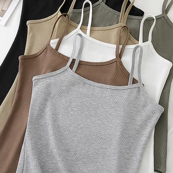 Sexy Camisoles Women Crop Tops Sleeveless Shirt Bralette Tops Solid Color Strap Skinny Vest Female Slimming Tanks Bra Underwear