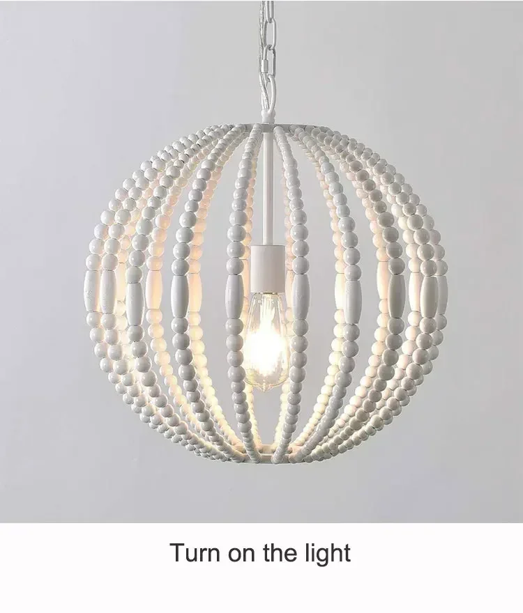 Description Picture 4 of itemVintage Loft American Style Countryside Wooden Bead Chandelier Living Room Dining Room Bedroom Villa Indoor Decor Pendent Lamps