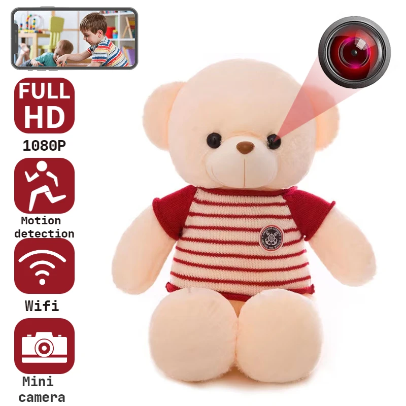 1080PHDMiniCameraWIFIToyMuppetCameraBearPlushCamMotion