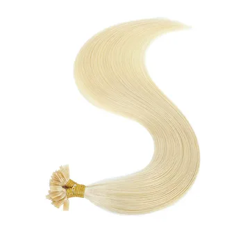 Capelli a punta piatta per salone 60 cm biondo platino 50 pz/pacco macchina Remy Fusion cheratina punta piatta estensioni dei capelli umani