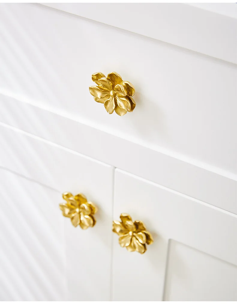 Solid Brass Flower Botões e alças para