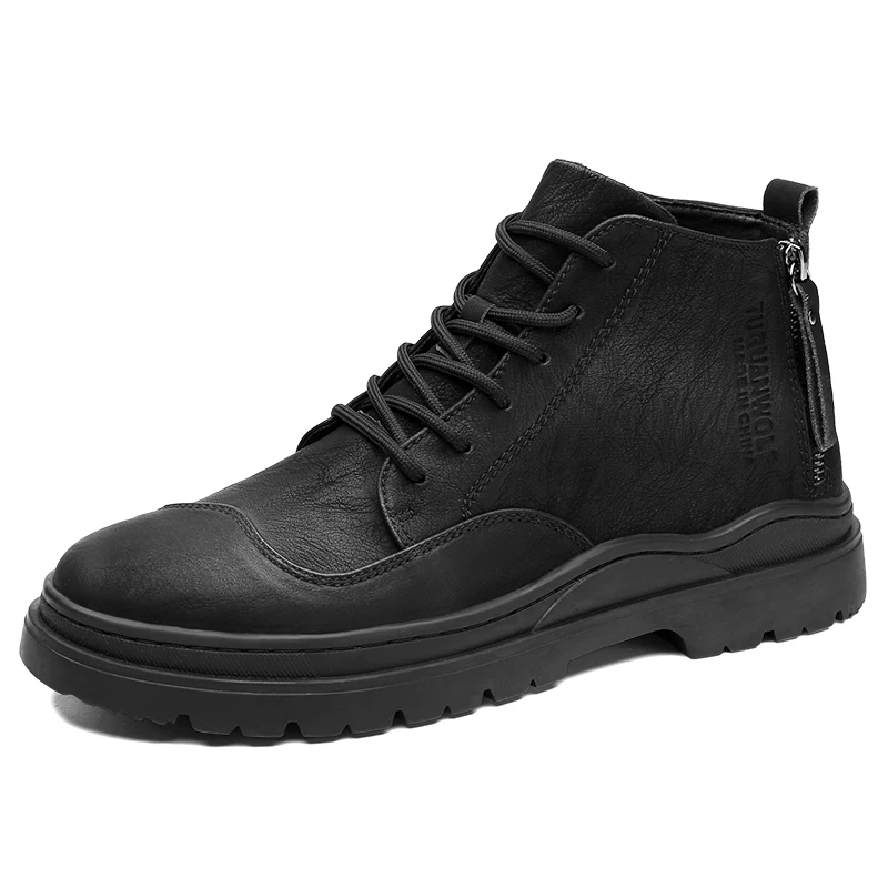 

2022 Boots for Men Side Zipper High Top Shoes Students Male's Casual Korean Fashion Work Shoes Winter Boots Men Motocross Boots