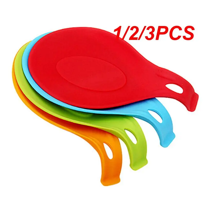 

1/2/3PCS Silicone Insulation Spoon Shelf Heat Resistant Placemat Drink Glass Coaster Tray Spoon Pad Eat Mat Pot Holder Kitchen