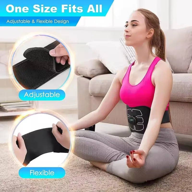 EMS Muscle Toner Abdominal Toning Belt Electric Muscle Stimulation Waist Massager USB Recharge Weight Loss Fitness Training Gear