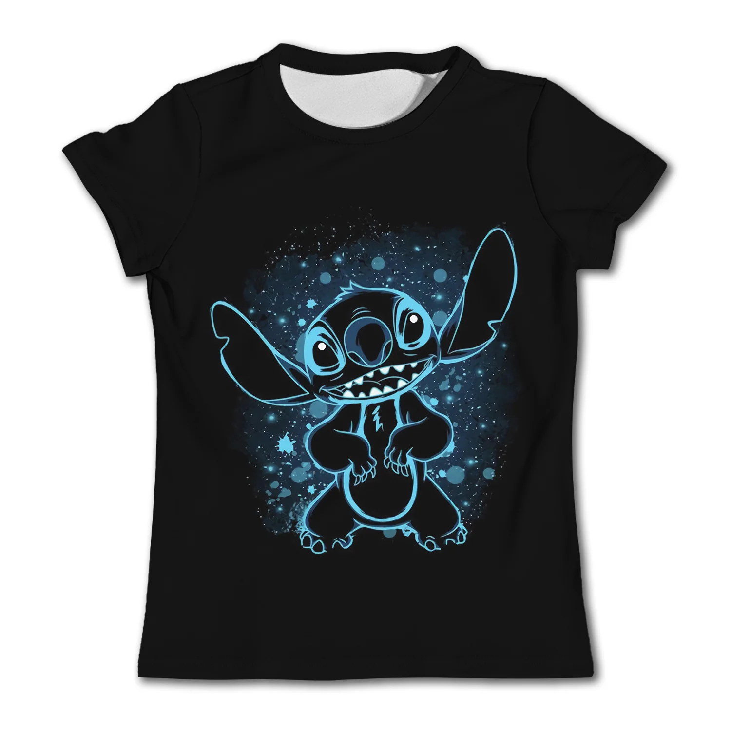 3-4Y Girls Disney Stitch T Shirts Summer Cute Cartoon Short Sleeve Children's Casual Clothing Quick Dry Tees T-shirt Kids' Top 2