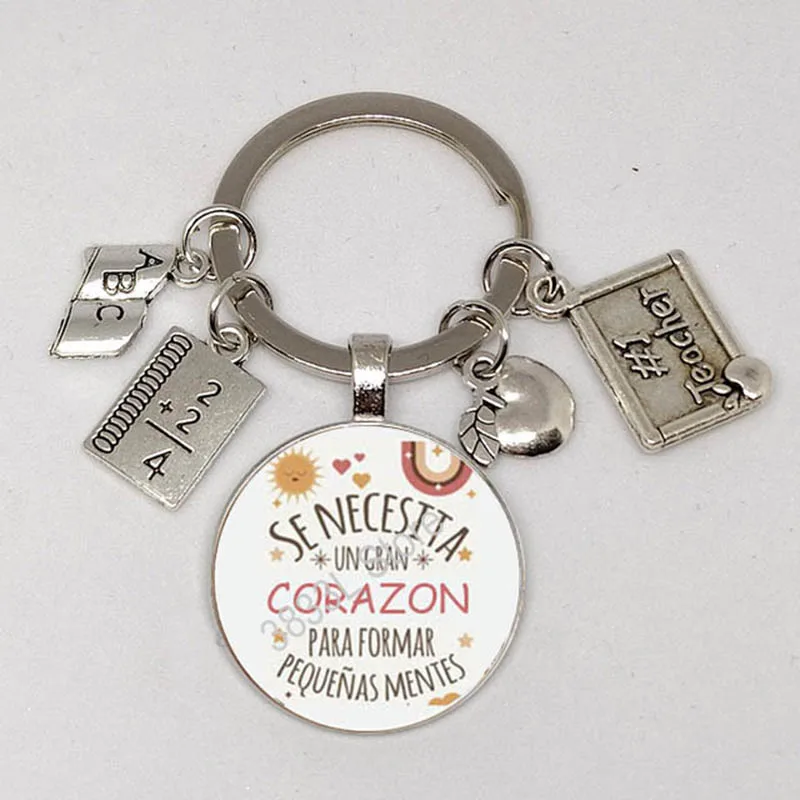 2024 New Teacher Keychain Thank You Teacher Text Keychain Pendant Glass Crystal Pendant Key Ring Car Keychain for Teacher Teache
