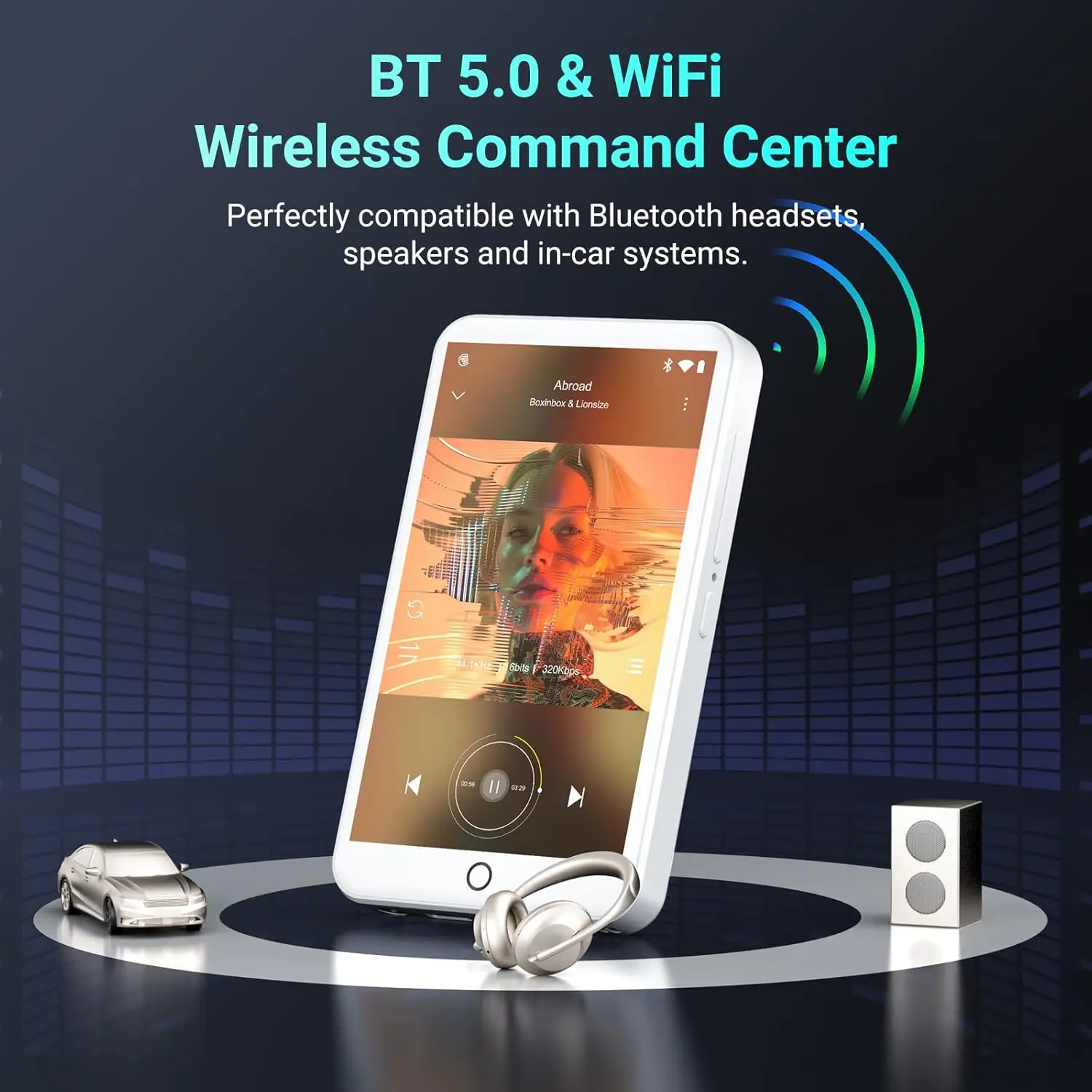 96GB(64+32GB） MP3 Player with Bluetooth and WiFi, Android 13 MP3 MP4 Players with 4" Touchscreen and Speaker, 3GB RAM & 32GB ROM