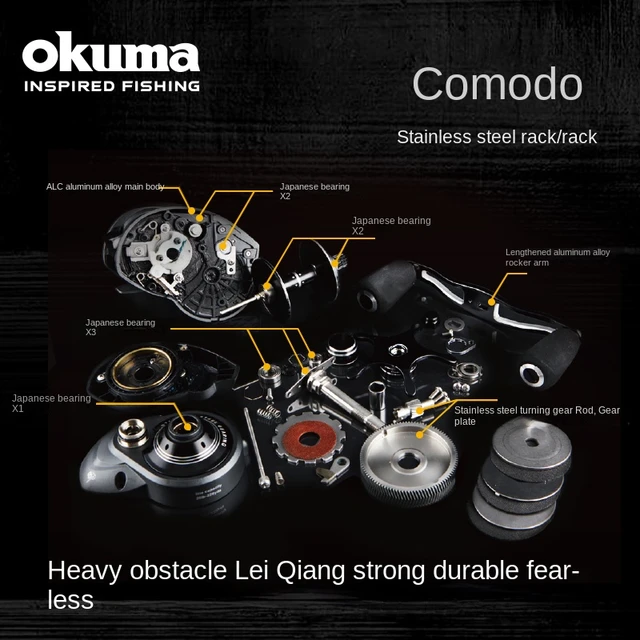 Okuma Komodo SS Superstrong Stainless Steel Gear Baitcast Fishing